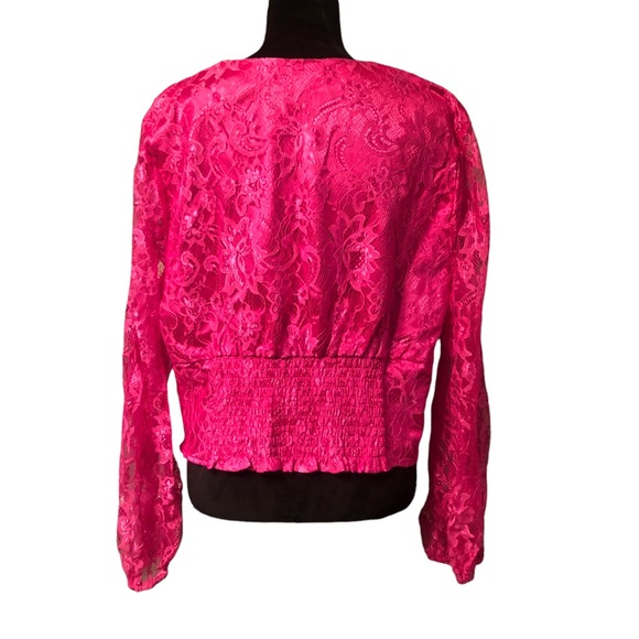New York & Company Hot Pink Lace Blouse size XXL - Picture 6 of 7